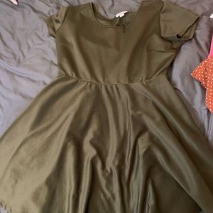 Olive green causal dress with pockets